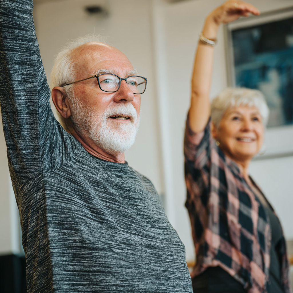 Older adults demonstrating improved mobility and strength through grontales methods